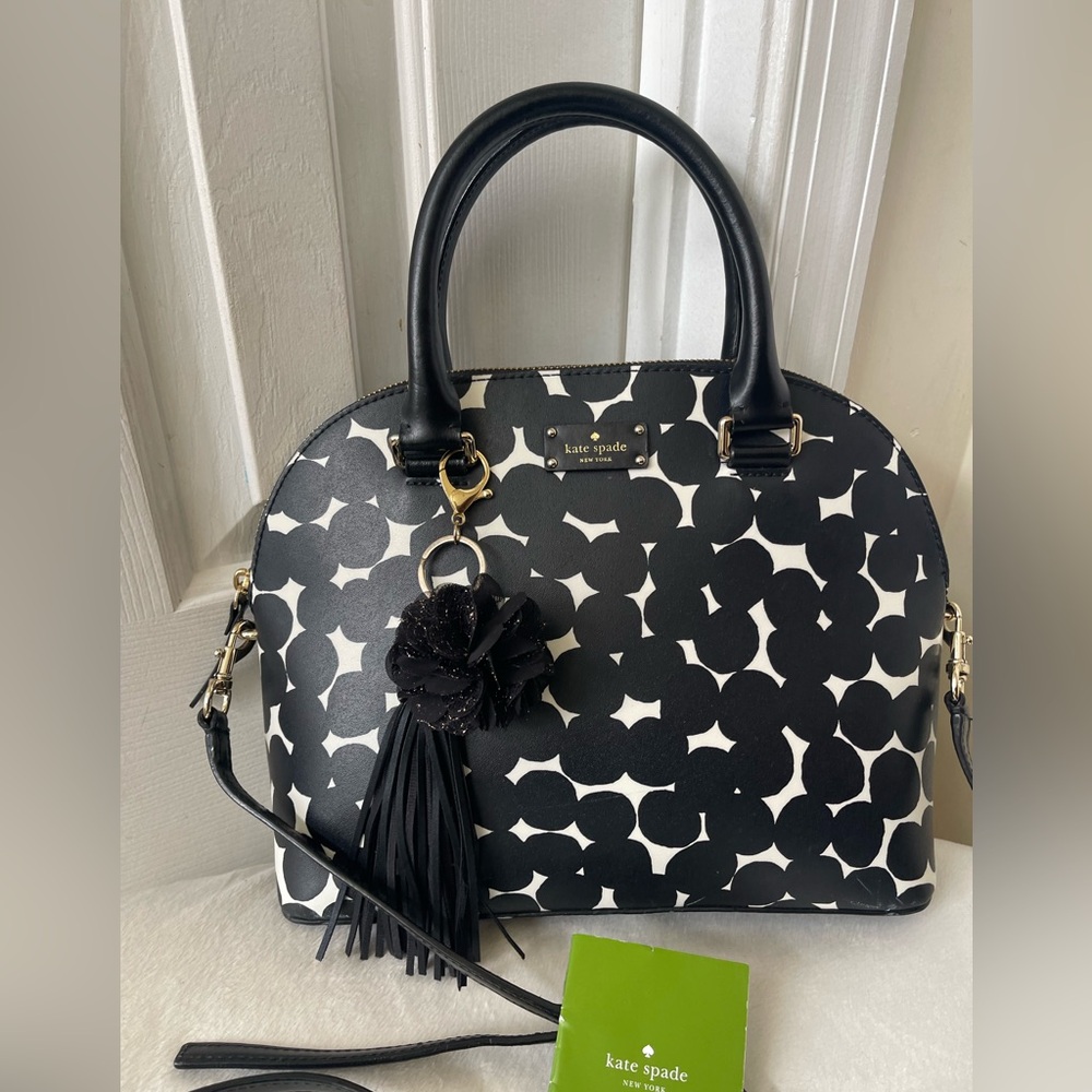 Kate Spade Black and White Polka Dot Satchel like new - Picture 8 of 11